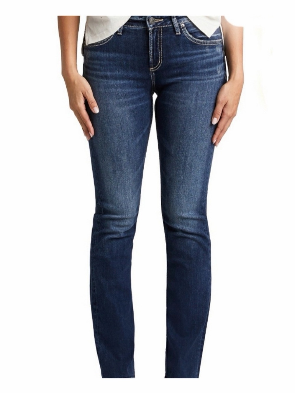 Silver Jeans Avery Slim Distressed Dark Wash Sz 18/L29 Y2K Skinny